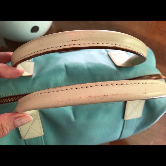 Dooney & Bourke Blue Coated Cotton Leather Trim - Picture 4 of 8